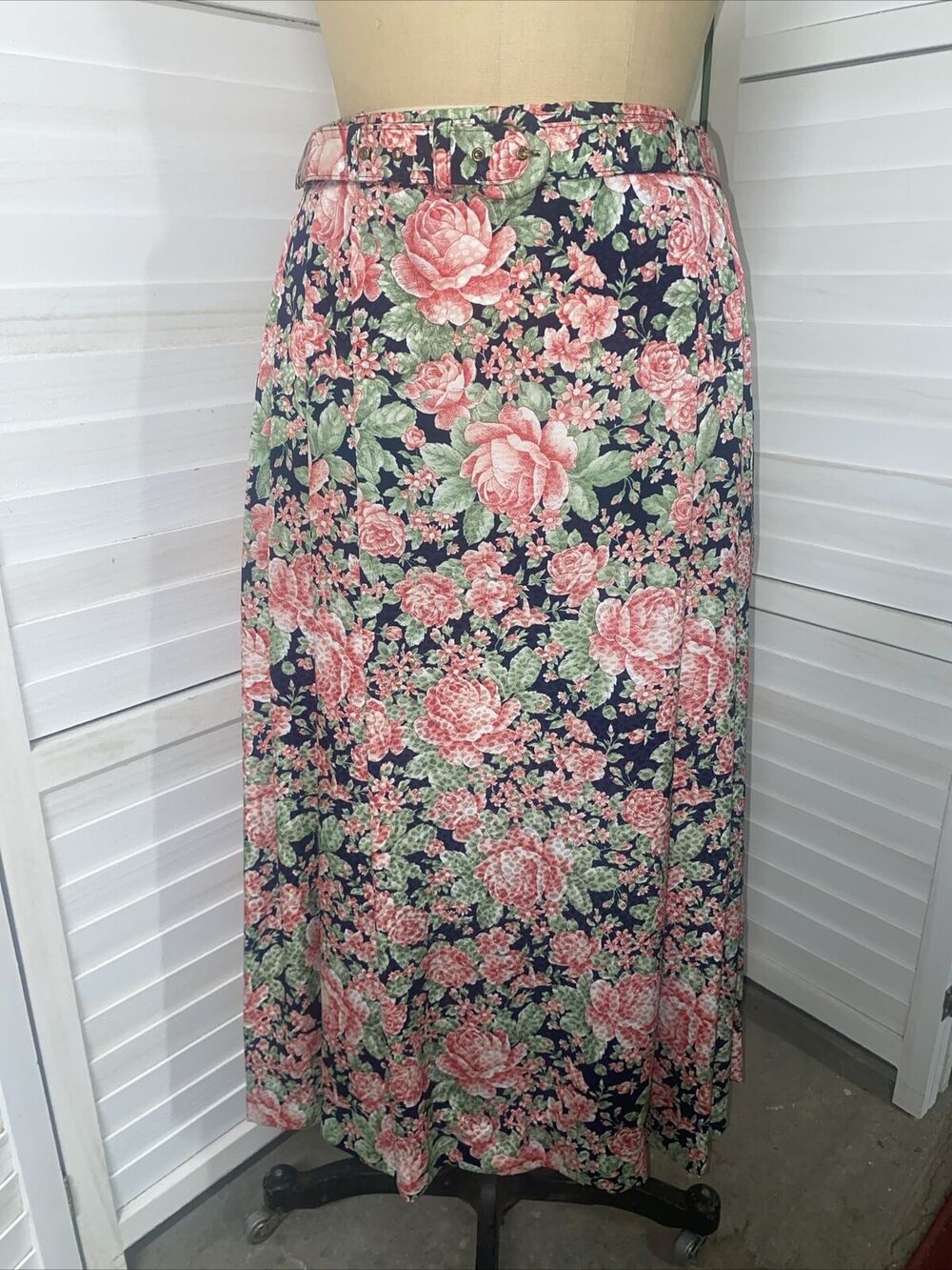 Evan Picone Women Pink Blue Green Midi Floral Classic A Line 16W